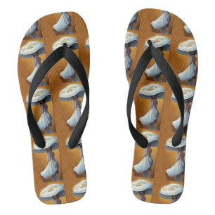 alice in white mushroom whimsical flip flops