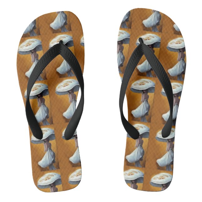 alice in white mushroom whimsical flip flops (Footbed)