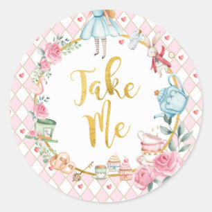Alice in Wonderland 1st Birthday Onederland Favour Classic Round Sticker