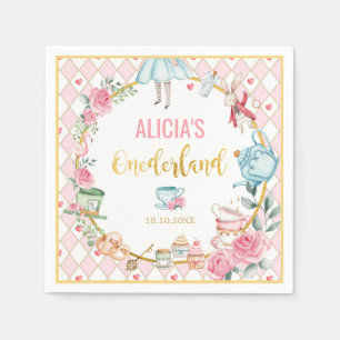 Alice in Wonderland 1st Birthday Onederland Party Napkin