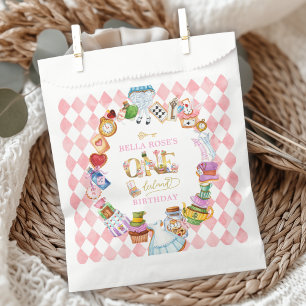 Alice in Wonderland 1st birthday Pink Favour Bags