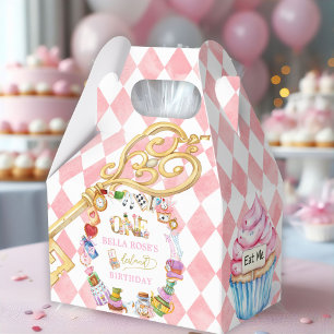 Alice in Wonderland 1st birthday Pink Favour Box