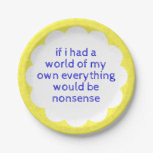 Alice in Wonderland 7inch Yellow Paper Plates