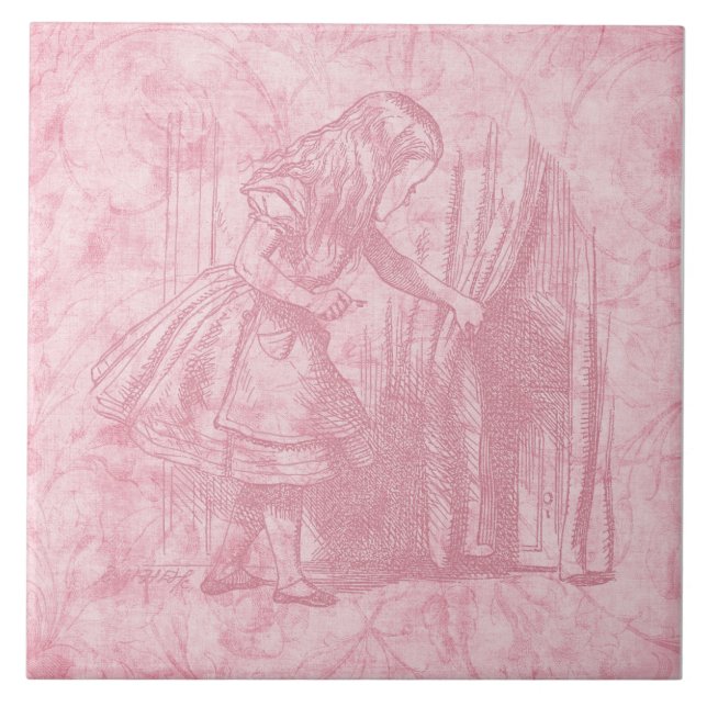 Alice in Wonderland Alice Finds Door Floral Art Tile (Front)