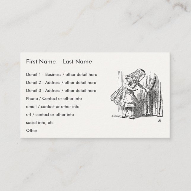 Alice in Wonderland - Alice Looking for the Door Business Card (Front)