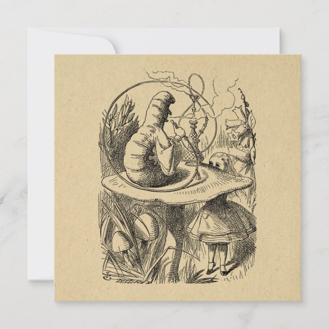 Alice in Wonderland Alice with the Caterpillar Holiday Card (Front)