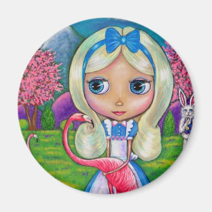 Alice in Wonderland and Flamingo Magnet