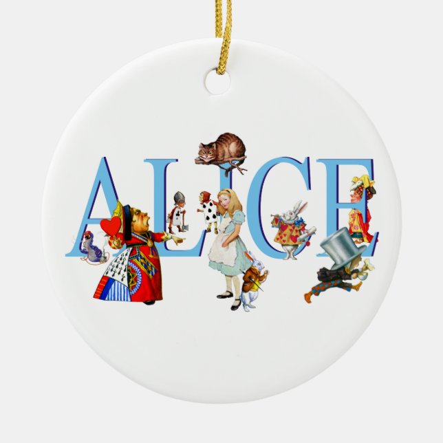 Alice in Wonderland and Friends Ceramic Tree Decoration (Front)