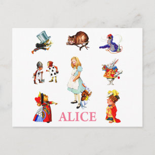 Alice in Wonderland and Friends Postcard