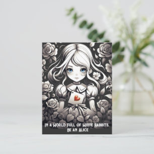Alice in Wonderland and roses floral Fantasy Postcard