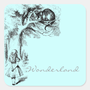 Alice in Wonderland and the Cheshire Cat Square Sticker