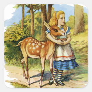Alice in Wonderland and the Deer Square Sticker
