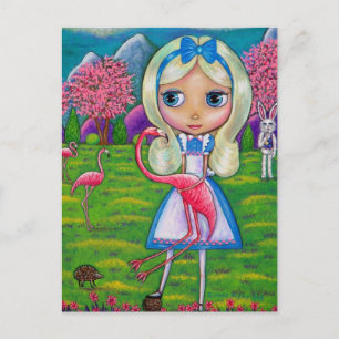 Alice in Wonderland and the Flamingos Postcard