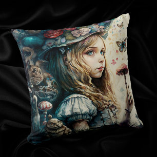 Alice in Wonderland and the Magic Mushrooms Cushion