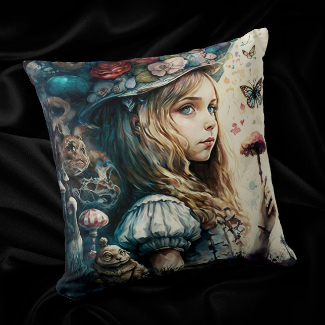 Alice in Wonderland and the Magic Mushrooms Cushion (Creator Uploaded)