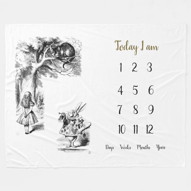 Alice in wonderland  Baby 1st year Milestone    Fleece Blanket (Front (Horizontal))