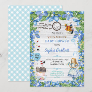 Alice in Wonderland baby BOY shower invitation