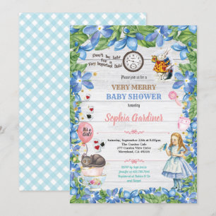 Alice in Wonderland baby girl shower invitation