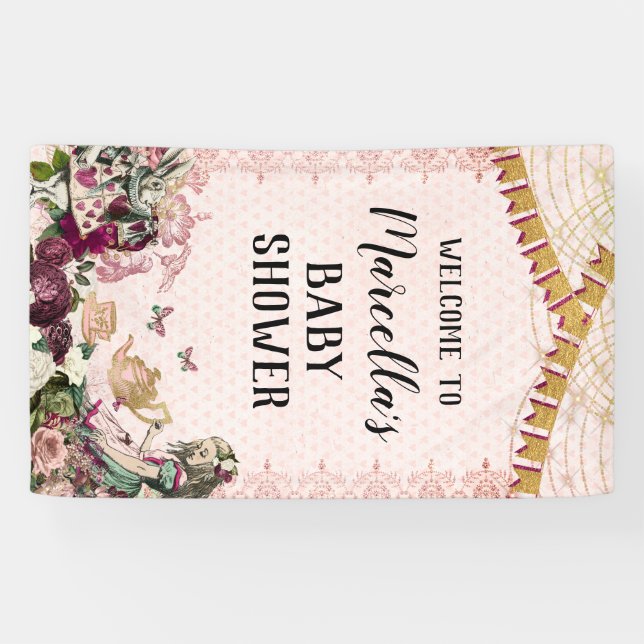 Alice in Wonderland Baby Shower Banner (Horizontal)