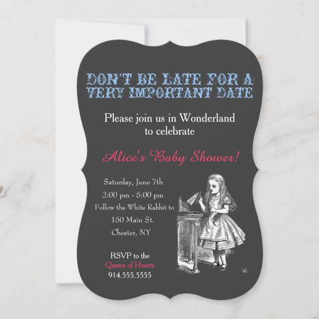 Alice in Wonderland baby shower custom vintage Invitation (Front)