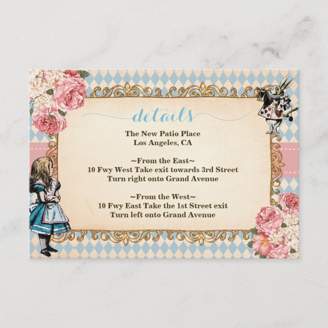 Alice in Wonderland  Baby Shower Detail Enclosure Card (Front)
