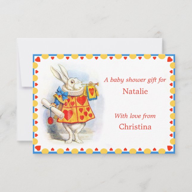 Alice in Wonderland Baby Shower Gift Enclosure Invitation (Front)