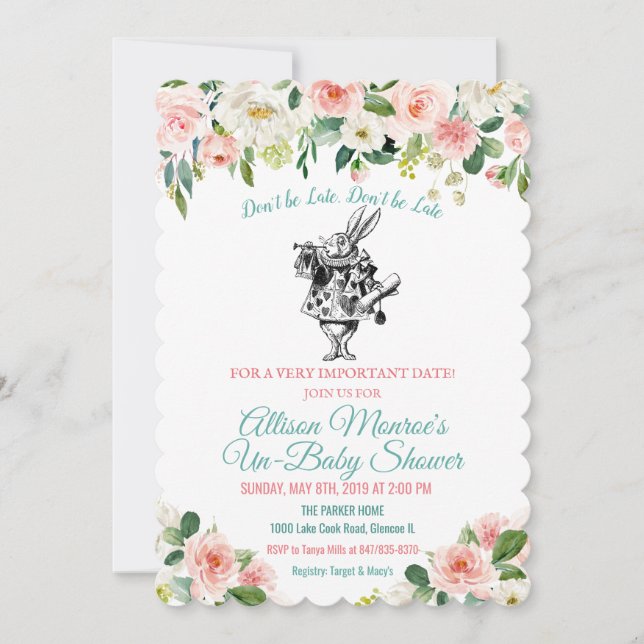 Alice in Wonderland Baby Shower Invitation (Front)