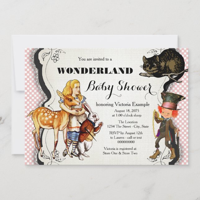 Alice in Wonderland Baby Shower Invitation (Front)