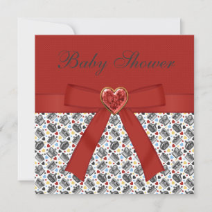 Alice in Wonderland Baby Shower Red Tea Party Invitation