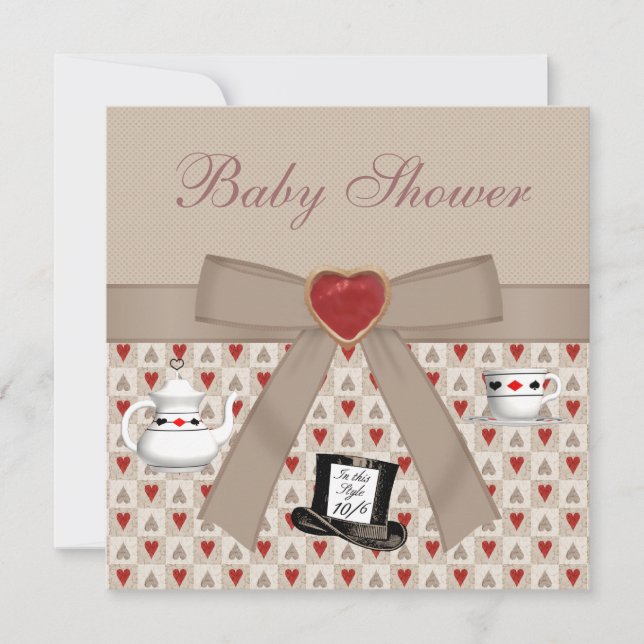 Alice in Wonderland Baby Shower Tea Party Invites (Front)