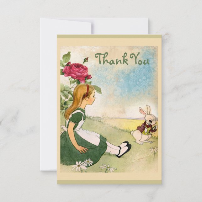 Alice in Wonderland Baby Shower Thank You Card (Front)