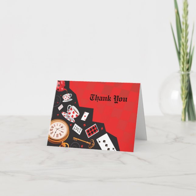 ALICE IN WONDERLAND Bat Mitzvah Thank You Card (Front)