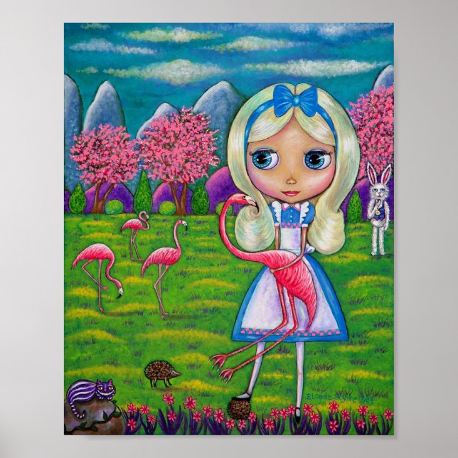 Alice in Wonderland Big Eye Doll Pink Flamingo Poster (Front)