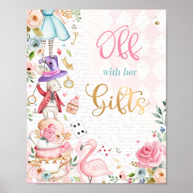 Alice In Wonderland Birthday Cards & Gifts Sign (Front)