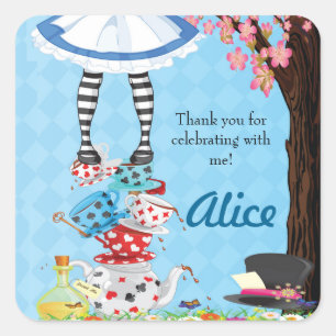Alice in Wonderland Birthday Favour Stickers