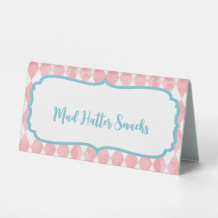 Alice in Wonderland Birthday Food Tent Cards Plaid