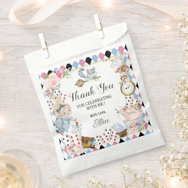 Alice in Wonderland Birthday High Tea Party  Favour Bags (Clipped)