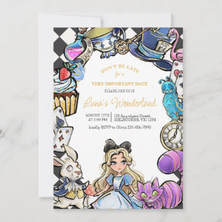 Alice in wonderland Birthday invitation