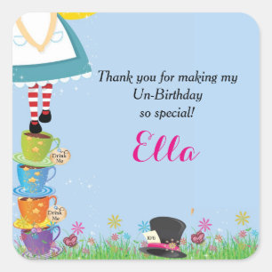 Alice in Wonderland Birthday Party Favour Stickers