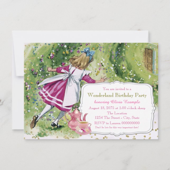 Alice in Wonderland Birthday Party Invitation (Front)