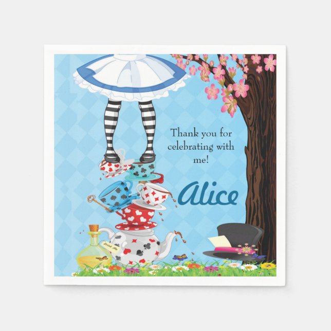 Alice in Wonderland Birthday Party Napkins (Front)
