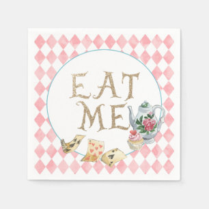 Alice in Wonderland Birthday Party Napkins Eat Me