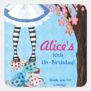 Alice in Wonderland Birthday Party Square Sticker
