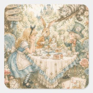 Alice in Wonderland Birthday Square Sticker