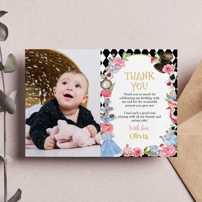 Alice in Wonderland Birthday Thank You Card (Creator Uploaded)