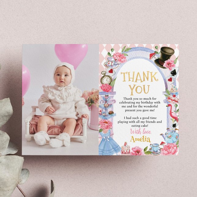 Alice in Wonderland Birthday Thank You Card (Creator Uploaded)