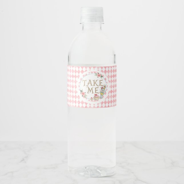 Alice in Wonderland Birthday Water Bottle Lable Label (Front)