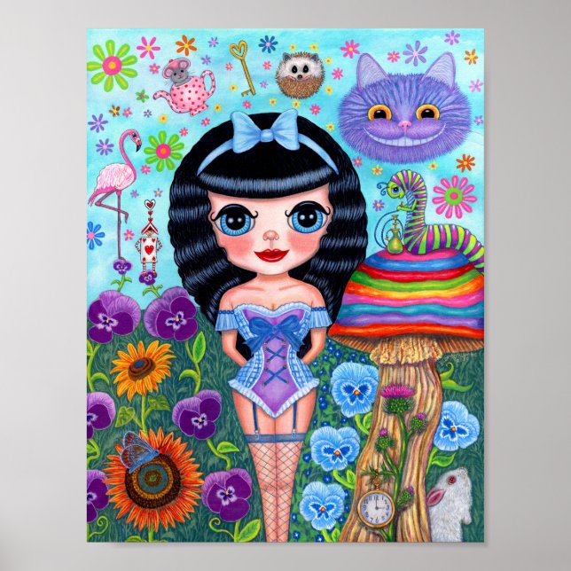 Alice in Wonderland Black Hair Cheshire Cat Cute Poster (Front)