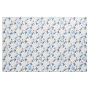 Alice in Wonderland Blue Floral Fabric