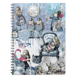 Alice in Wonderland Blue Ice Glitter Notebook
